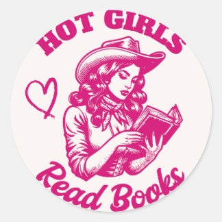 Hot Girls Read Books Buchen Rosa Buch Lover Runder Aufkleber