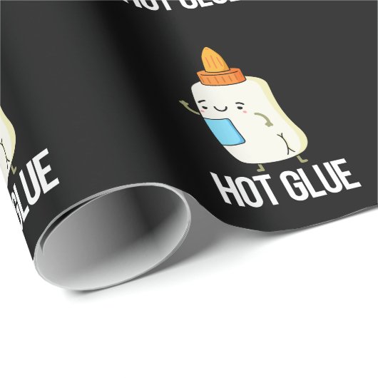 Hot Glue Funny Pun Dark BG Geschenkpapier (Rolleneckpunkt)