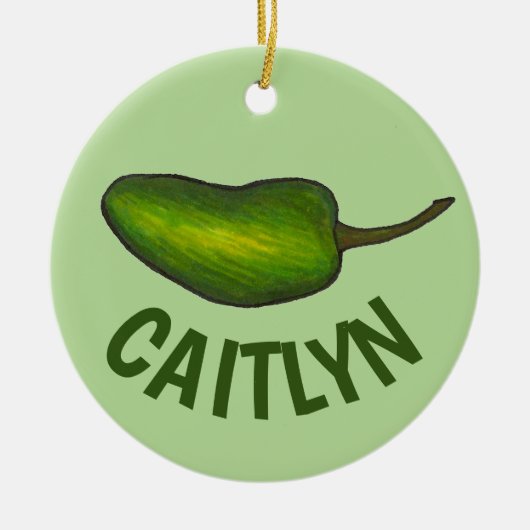 Hot Green Jalapeño Pepper Gemüse Veggie Keramik Ornament (Vorne)