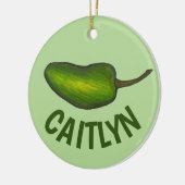 Hot Green Jalapeño Pepper Gemüse Veggie Keramik Ornament (Links)