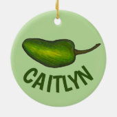 Hot Green Jalapeño Pepper Gemüse Veggie Keramik Ornament (Hinten)