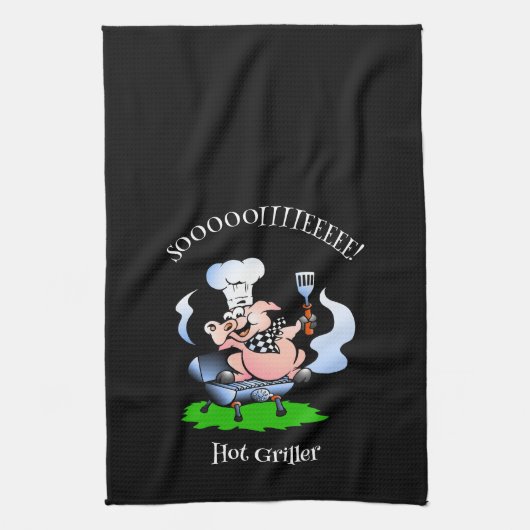Hot Griller Pig Smoker Black Geschirrtuch (Vertikal)