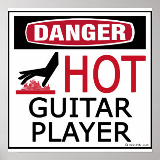 Hot Guitar Player Poster