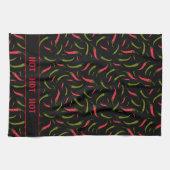 HOT HET HOT Chili Paprikaschoten Muster auf Schwar Geschirrtuch (Horizontal)