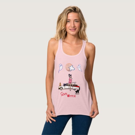 Hot-Hexe-Halloween-Tank Tank Top (Vorderseite Vollansicht)