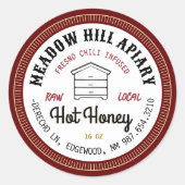 Hot Honey Label Fresno Chili Infused Red Hive Runder Aufkleber (Vorderseite)
