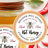 Hot Honey Label Fresno Chili Infused Yellow Bee Runder Aufkleber
