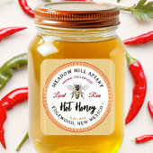 Hot Honey Label Fresno Chili Infused Yellow Bee Runder Aufkleber
