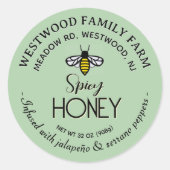 Hot Honey Label mit Bienenscharz Jalapeño Green Runder Aufkleber (Vorderseite)