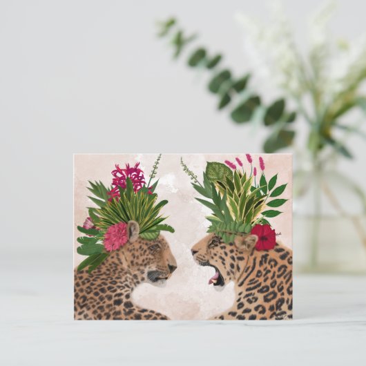 Hot House Leopards | Ein Paar Postkarte (Stehend Vorderseite)