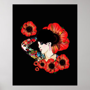 Hot inky Girl ART BY LeahG Poppy Blume rot Poster