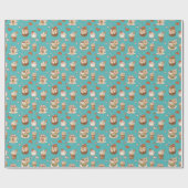 Hot Kakao Winter Drinks Grünes Hintergrundmuster Geschenkpapier (Flach)