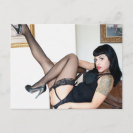 Hot Lady in Black Postkarte