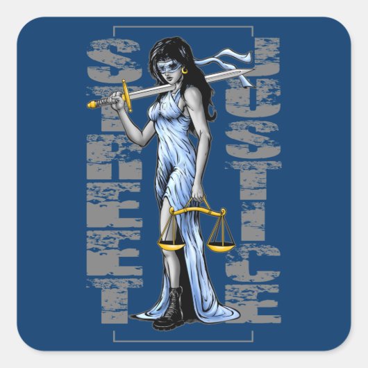Hot Lady Justice by Street Justice Quadratischer Aufkleber (Vorderseite)