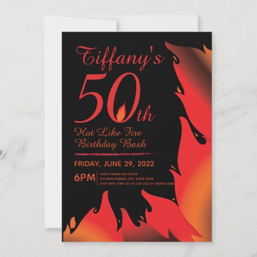 Hot like Fire Meilenstein Einladung (Vorderseite)
