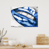 Hot Lips Blue Canvas Print Poster (Küche)