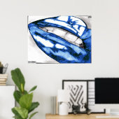 Hot Lips Blue Canvas Print Poster (Heimbüro)