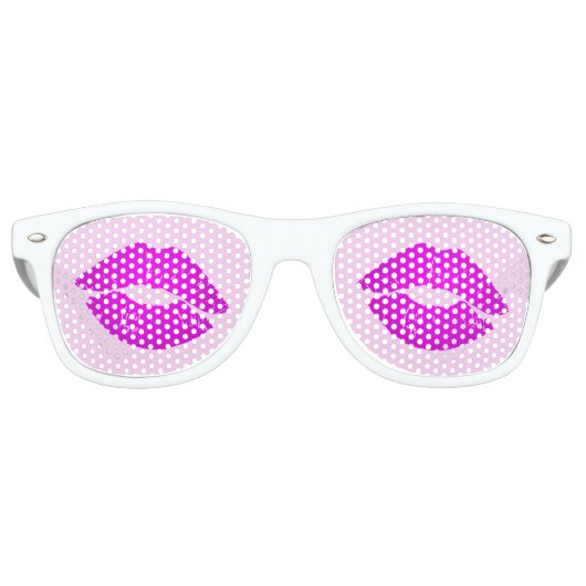 Hot Lips Pink Kiss Lipstick Druck Sonnenbrille (Vorderseite)