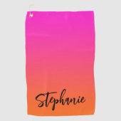 Hot Magenta Pink Bright Orange Ombre Name Golfhandtuch (Vorderseite)