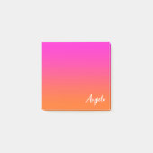 Hot Magenta Pink Bright Orange Ombre Name Post-it Klebezettel (Vorderseite)