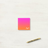 Hot Magenta Pink Bright Orange Ombre Name Post-it Klebezettel (Auf Schreibtisch)