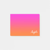 Hot Magenta Pink Bright Orange Ombre Name Post-it Klebezettel (Vorderseite)