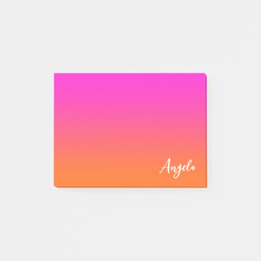 Hot Magenta Pink Bright Orange Ombre Name Post-it Klebezettel (Vorderseite)