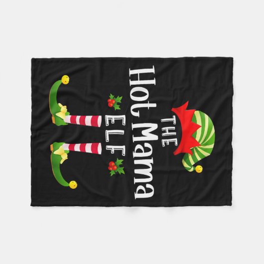 Hot Mama Christmas Elf Matching Pajama X-mas Party Fleecedecke (Vorderseite (Horizontal))