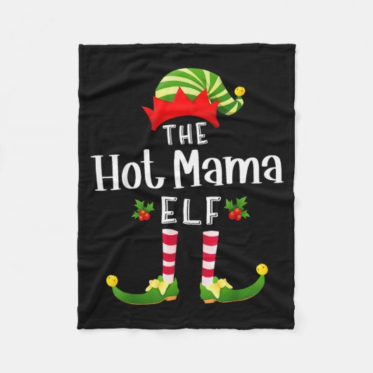 Hot Mama Christmas Elf Matching Pajama X-mas Party Fleecedecke (Vorderseite)