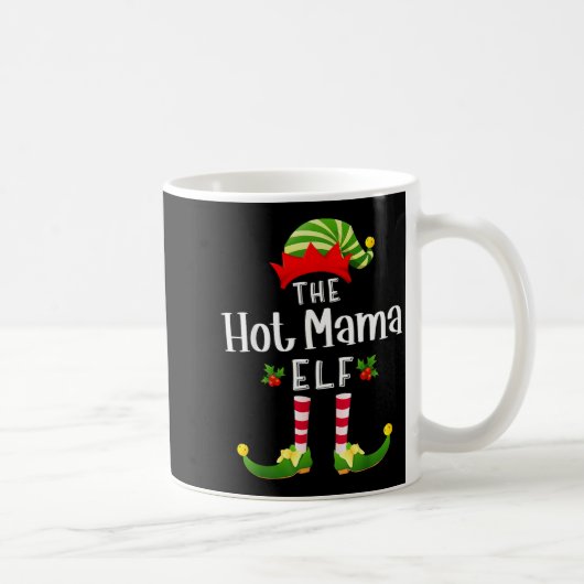 Hot Mama Christmas Elf Matching Pajama X-mas Party Kaffeetasse (Rechts)