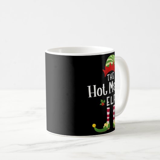 Hot Mama Christmas Elf Matching Pajama X-mas Party Kaffeetasse (VorderseiteRechts)