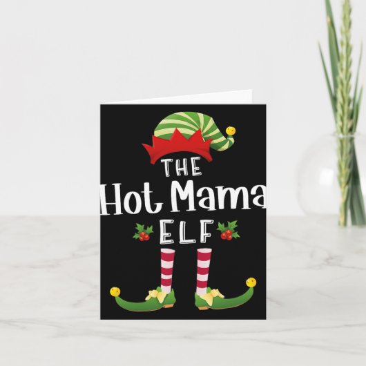 Hot Mama Christmas Elf Matching Pajama X-mas Party Karte (Vorderseite)
