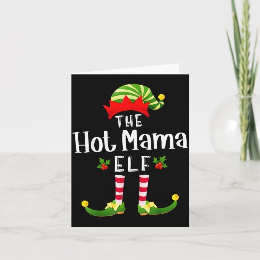 Hot Mama Christmas Elf Matching Pajama X-mas Party Karte (Vorderseite)