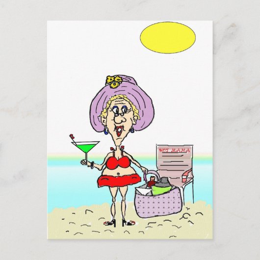 HOT MAMA MARTINI BEACH POSTCARD POSTKARTE (Vorderseite)