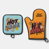 Hot Mama Personalisiert Oven Mitt & Pot Holder Set (Vorderseite)