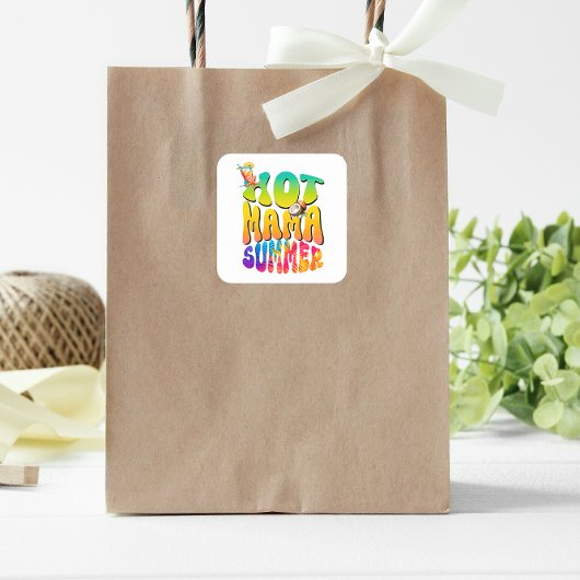 Hot Mama Summer Quadratischer Aufkleber