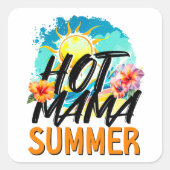 Hot Mama Summer Quadratischer Aufkleber (Vorderseite)