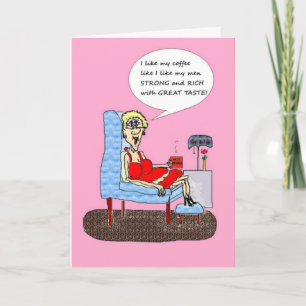 HOT MAMA'S MEN AND COFFEE FUNNY BIRTHDAY CARD KARTE