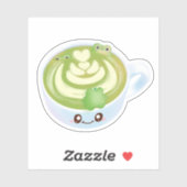 Hot Matcha Green Tee Latte mit Niedlichen Fröschen Aufkleber (Blatt)
