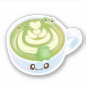Hot Matcha Green Tee Latte mit Niedlichen Fröschen Aufkleber (Vorderseite)
