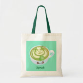 Hot Matcha Green Tee Latte mit Niedlichen Fröschen Tragetasche (Vorne)