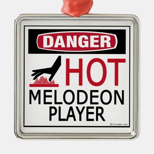 Hot Melodeon Player Silbernes Ornament (Vorne)