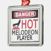 Hot Melodeon Player Silbernes Ornament (Links)