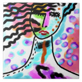 Hot Mess Abstraktes digitales Portrait einer Frau Fliese (Vorderseite)