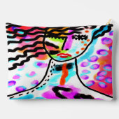 Hot Mess Abstraktes digitales Portrait einer Frau Zubehörtasche (Rückseite)