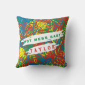 Hot Mess Baby Name Red Green Blue Yellow Scripts Kissen (Rückseite)