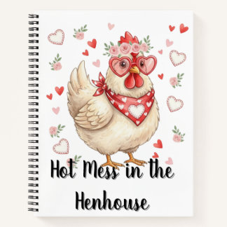 Hot Mess in the Henhouse Valentine Chicken Grid Notizblock