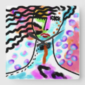 Hot Mess Original Abstrakte Kunst Quadratische Wanduhr (Vorderseite)