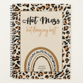 Hot Mess Zitat Girl Leopard Print Regenbogenplaner Planer (Vorderseite)