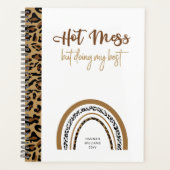 Hot Mess Zitat Leopard Print Rainbow Planer (Vorderseite)